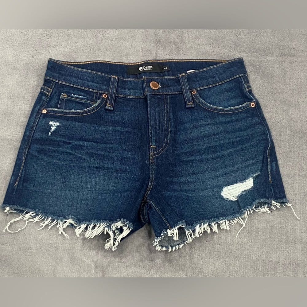 Hudson Jean Shorts Gemma Mid Rise Cut Off Womens Size 23 Dark Wash New With Tag‎